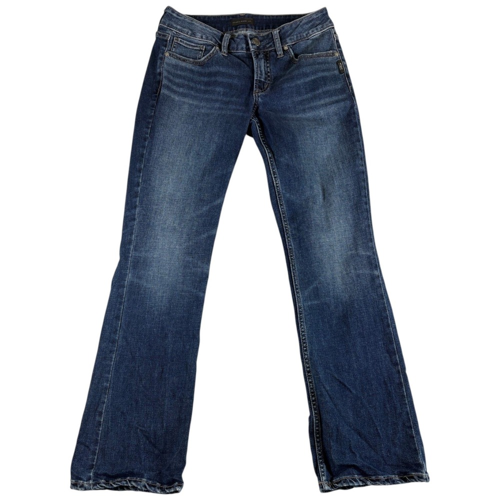 Silver Jeans Co Suki Slim Bootcut Jeans Womens‎ 28x31 Blue Denim Boho Whiskered